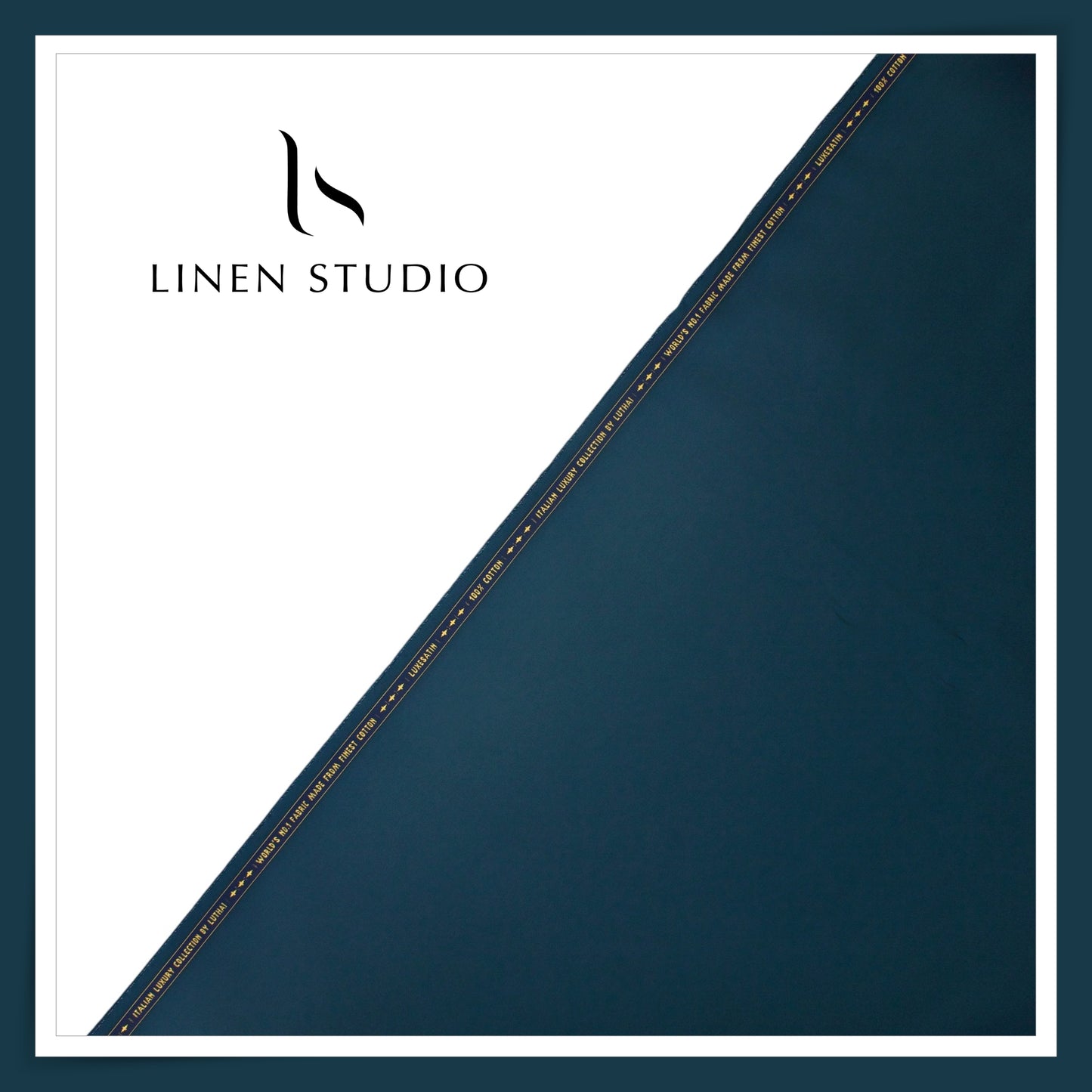 Luthai 100% Luxury Cotton Satin Shirting - Dark Nile Blue (NEW)