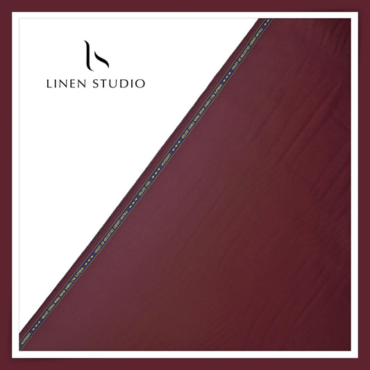 Luthai 100% Luxury Cotton Satin Shirting - Wine Red (NEW)