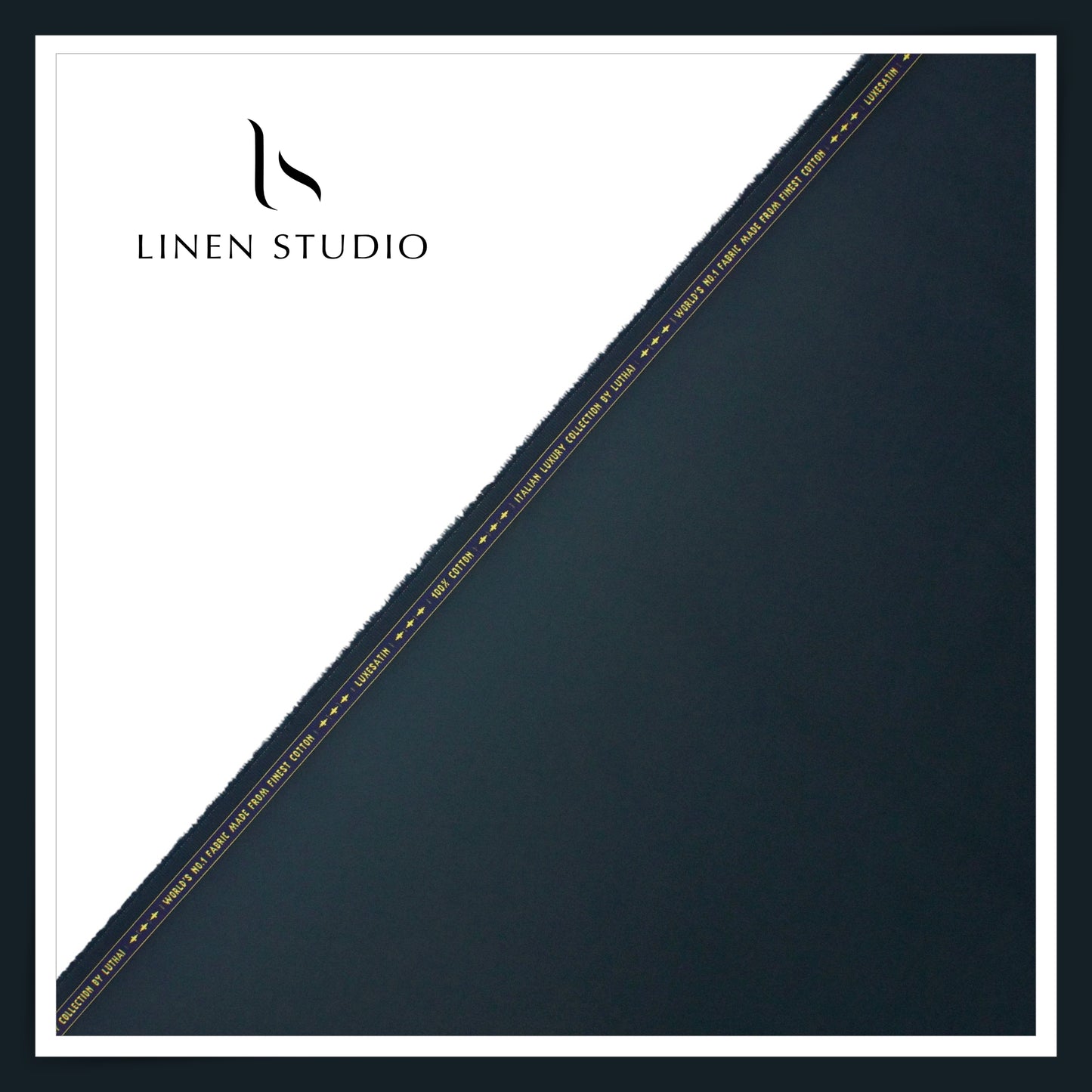 Luthai 100% Luxury Cotton Satin Shirting - Dark Greenish Blue (NEW)