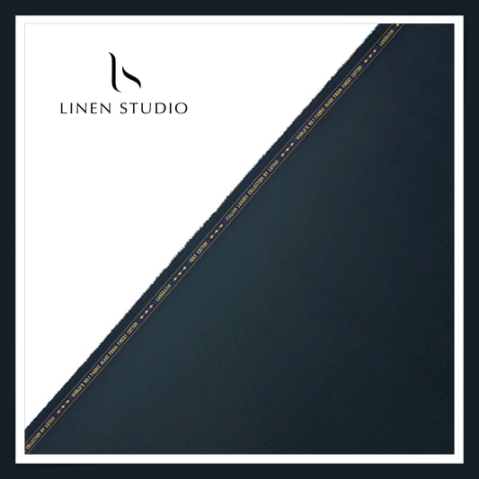 Luthai 100% Luxury Cotton Satin Shirting - Dark Greenish Blue (NEW)