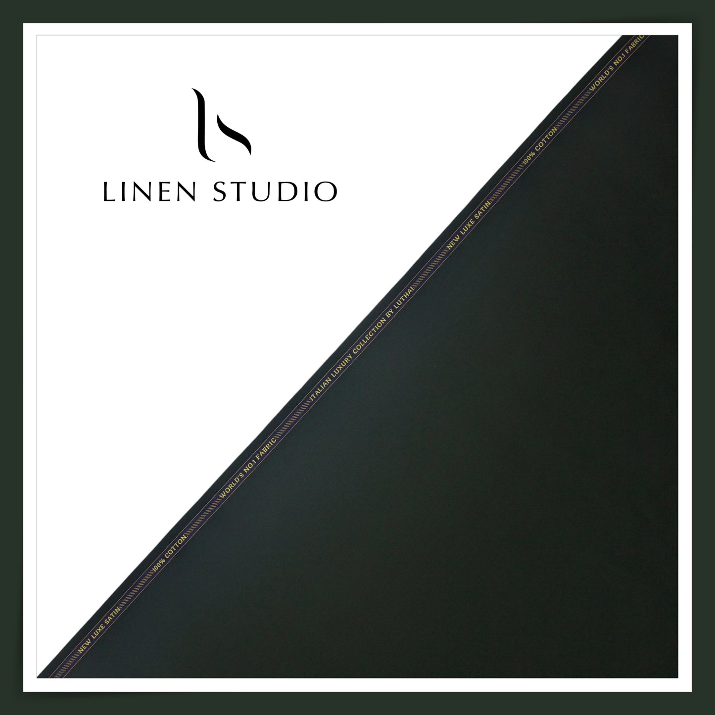 Luthai 100% Luxury Cotton Satin Shirting - Darkest Green (NEW)