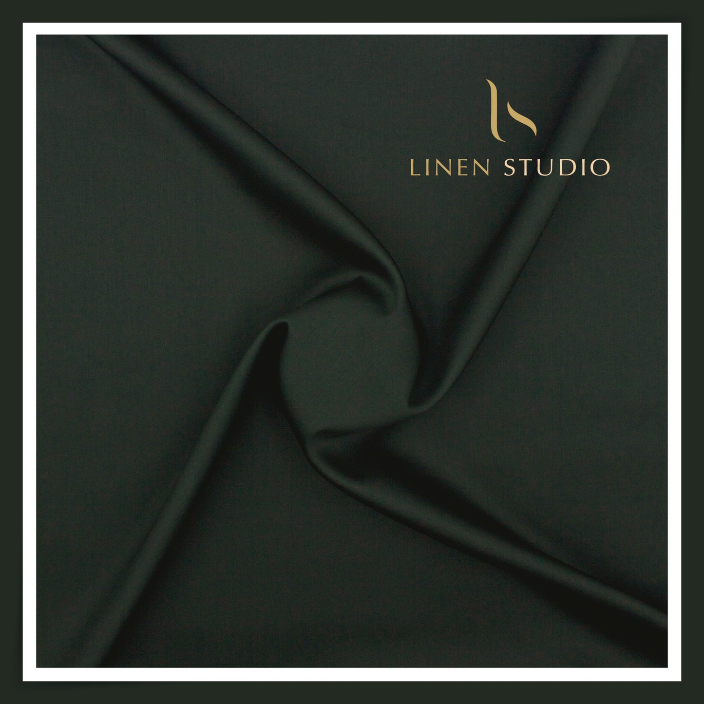 Luthai 100% Luxury Cotton Satin Shirting - Darkest Green (NEW)