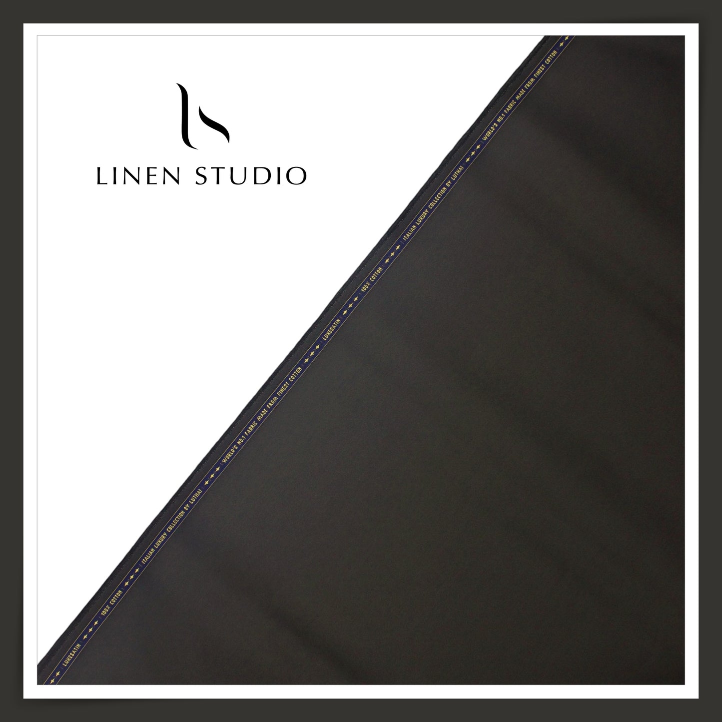 Luthai 100% Luxury Cotton Satin Shirting - Darkest Grey (NEW)