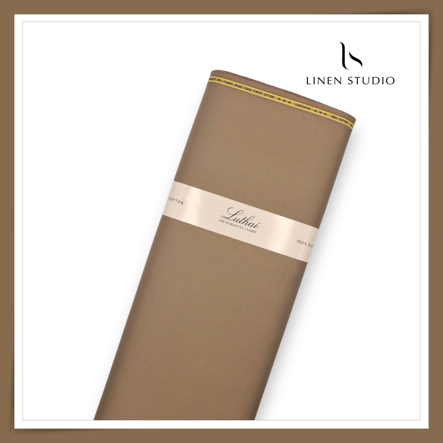 Luthai 100% Luxury Cotton Satin Shirting - Mocha Brown (NEW)