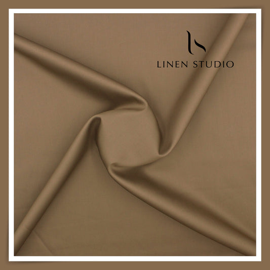 Luthai 100% Luxury Cotton Satin Shirting - Mocha Brown (NEW)