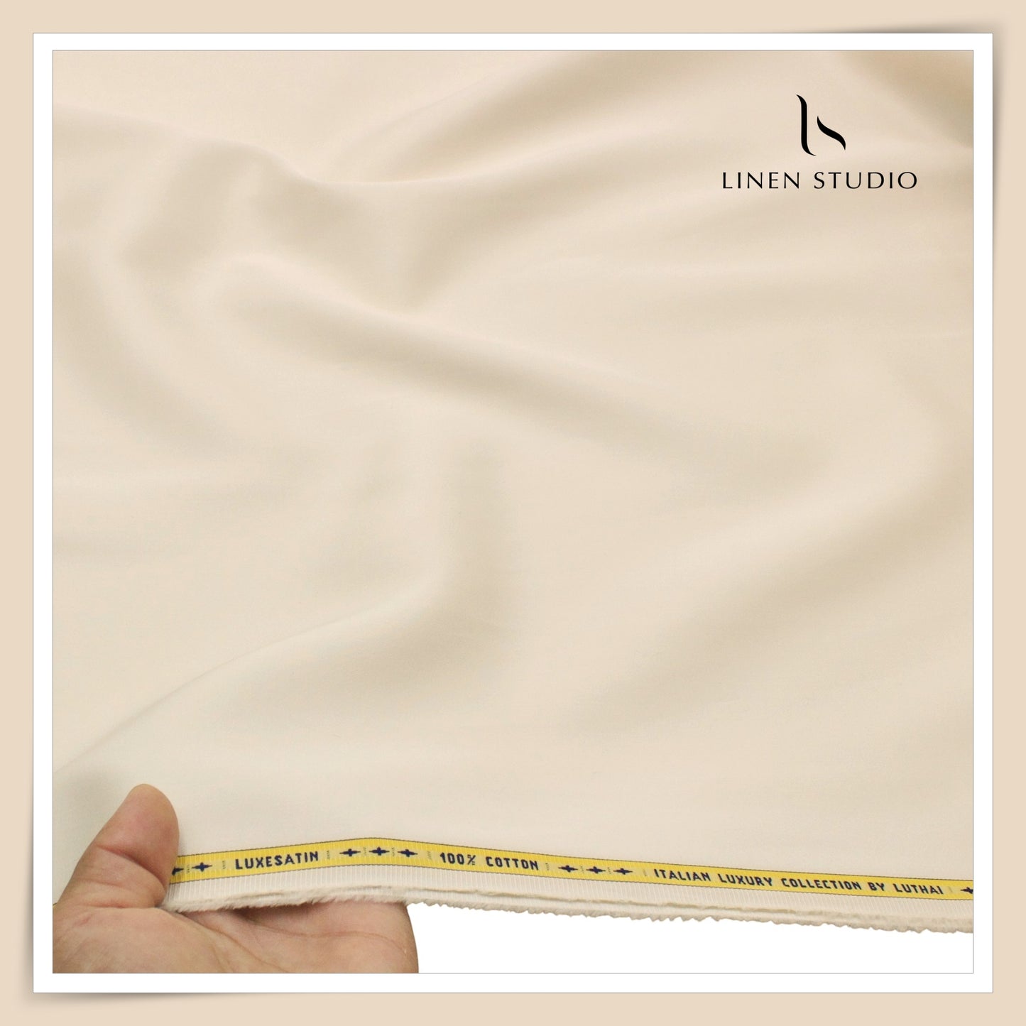 Luthai 100% Luxury Cotton Satin Shirting - Timberwolf (NEW)