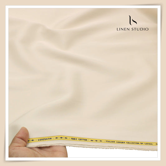 Luthai 100% Luxury Cotton Satin Shirting - Timberwolf (NEW)