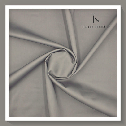 Luthai 100% Luxury Cotton Satin Shirting - Metal Grey