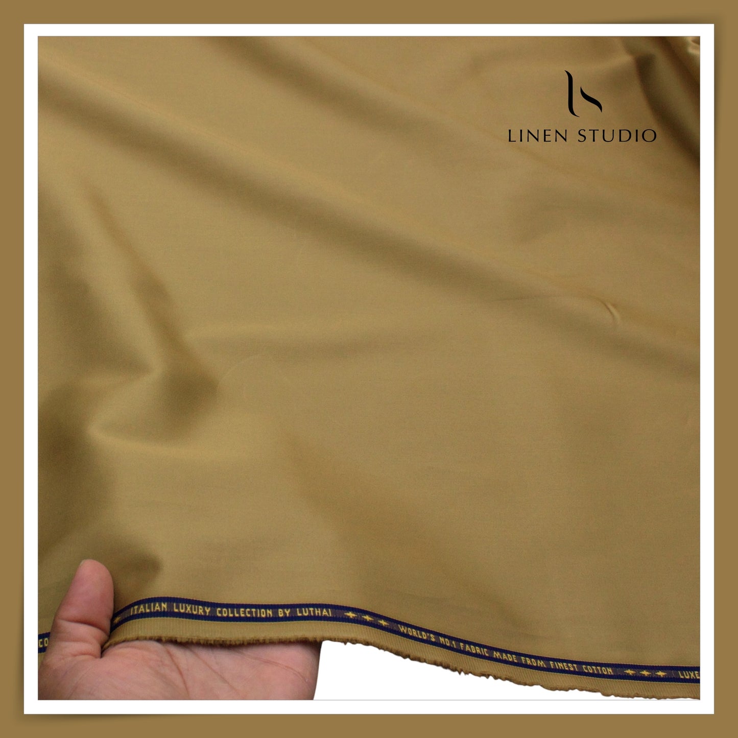 Luthai 100% Luxury Cotton Satin Shirting - Limed Oak (NEW)