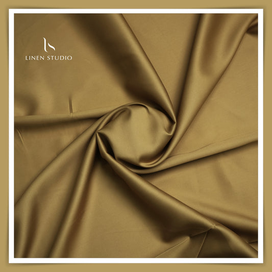 Luthai 100% Luxury Cotton Satin Shirting - Metallic Gold
