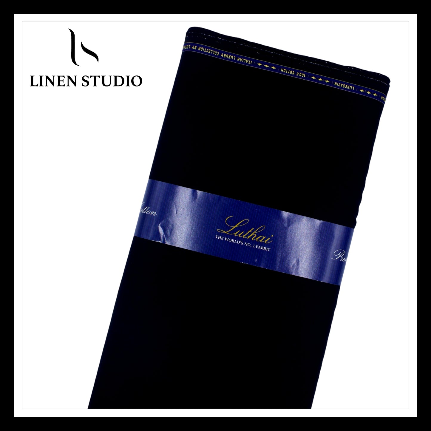 Luthai 100% Luxury Cotton Satin Shirting - Jet Black (Highest Selling)