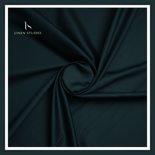 Luthai 100% Luxury Cotton Satin Shirting - Dark Emerald