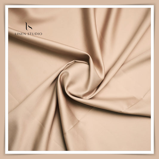 Luthai 100% Luxury Cotton Satin Shirting - Dark Beige