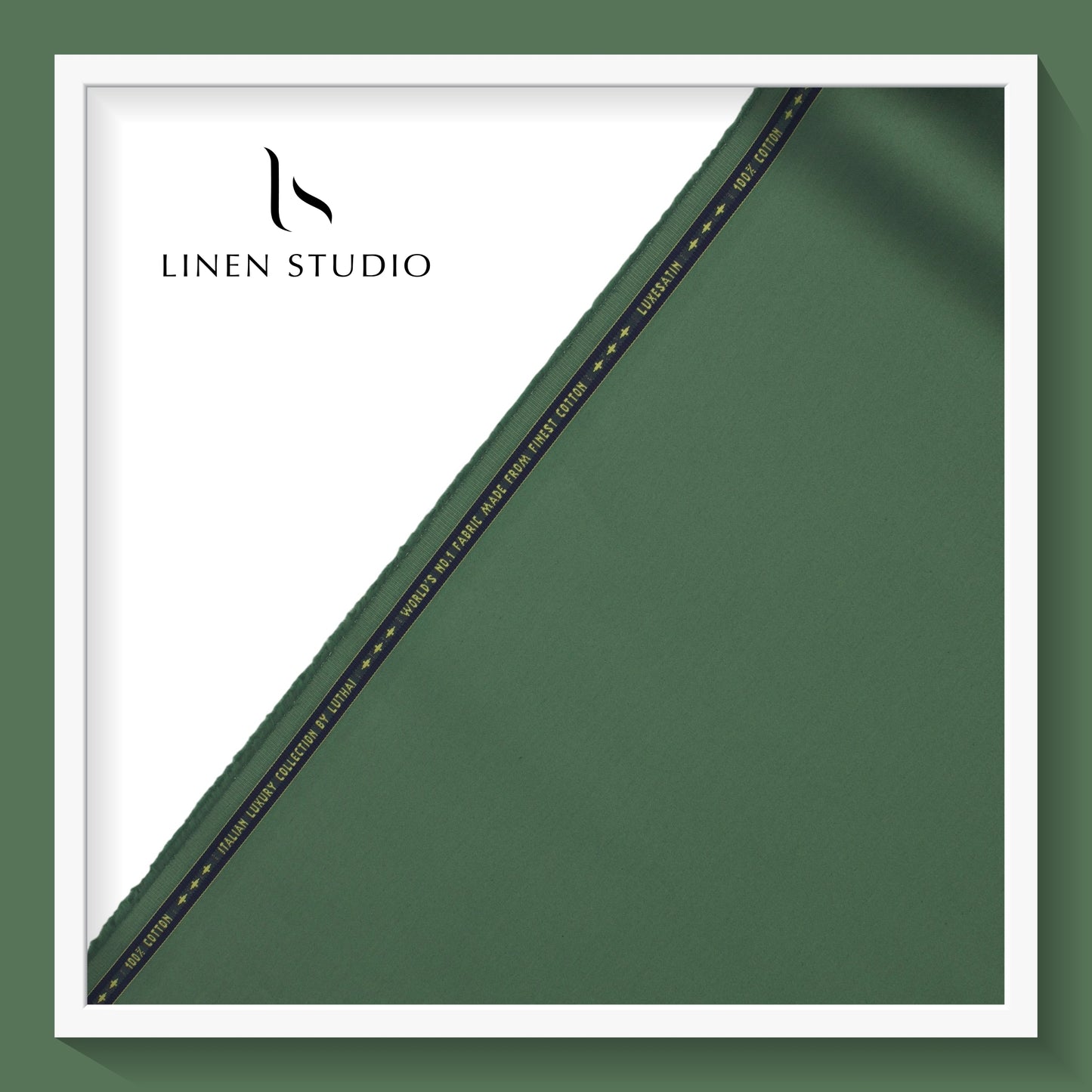 Luthai 100% Luxury Cotton Satin Shirting - Basil Green