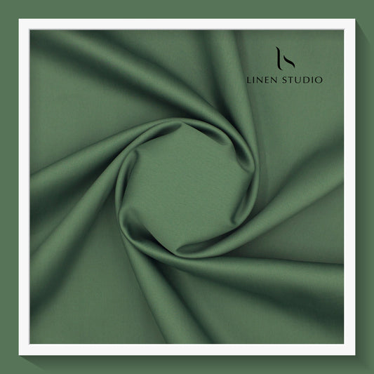 Luthai 100% Luxury Cotton Satin Shirting - Basil Green