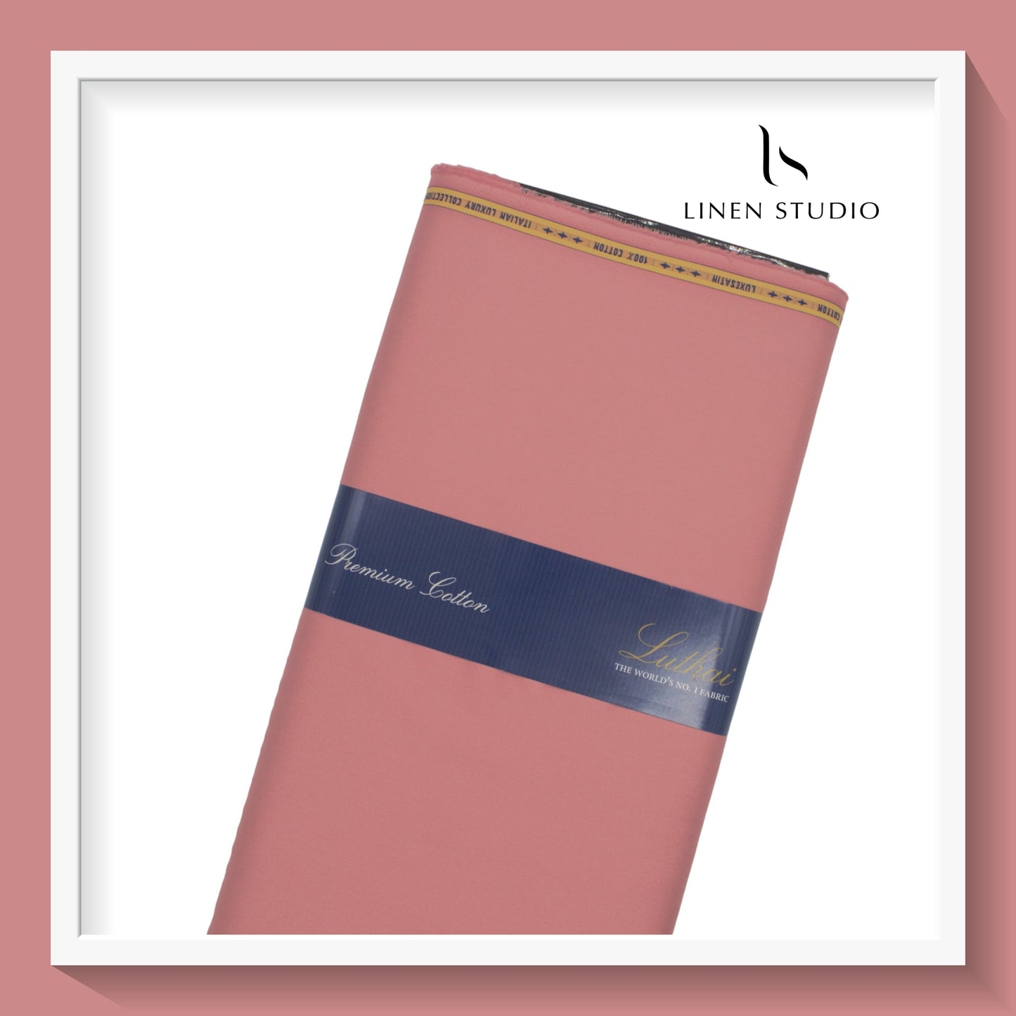 Luthai 100% Luxury Cotton Satin Shirting - Salmon (Highest Selling)