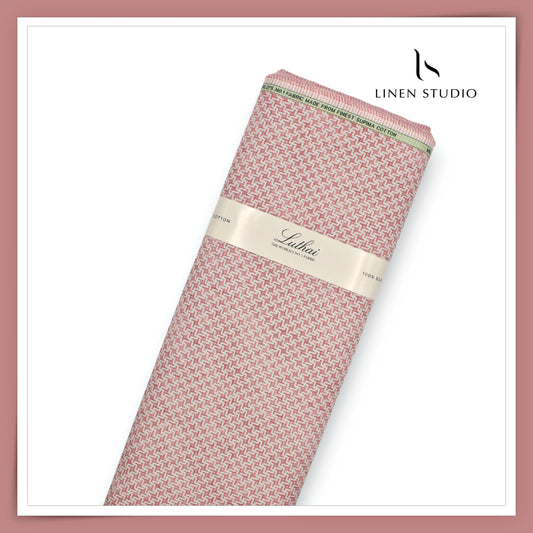 Luthai 100% Supima Cotton Jacquard 80/2 Premium Shirting - Melange Red Checks (NEW)