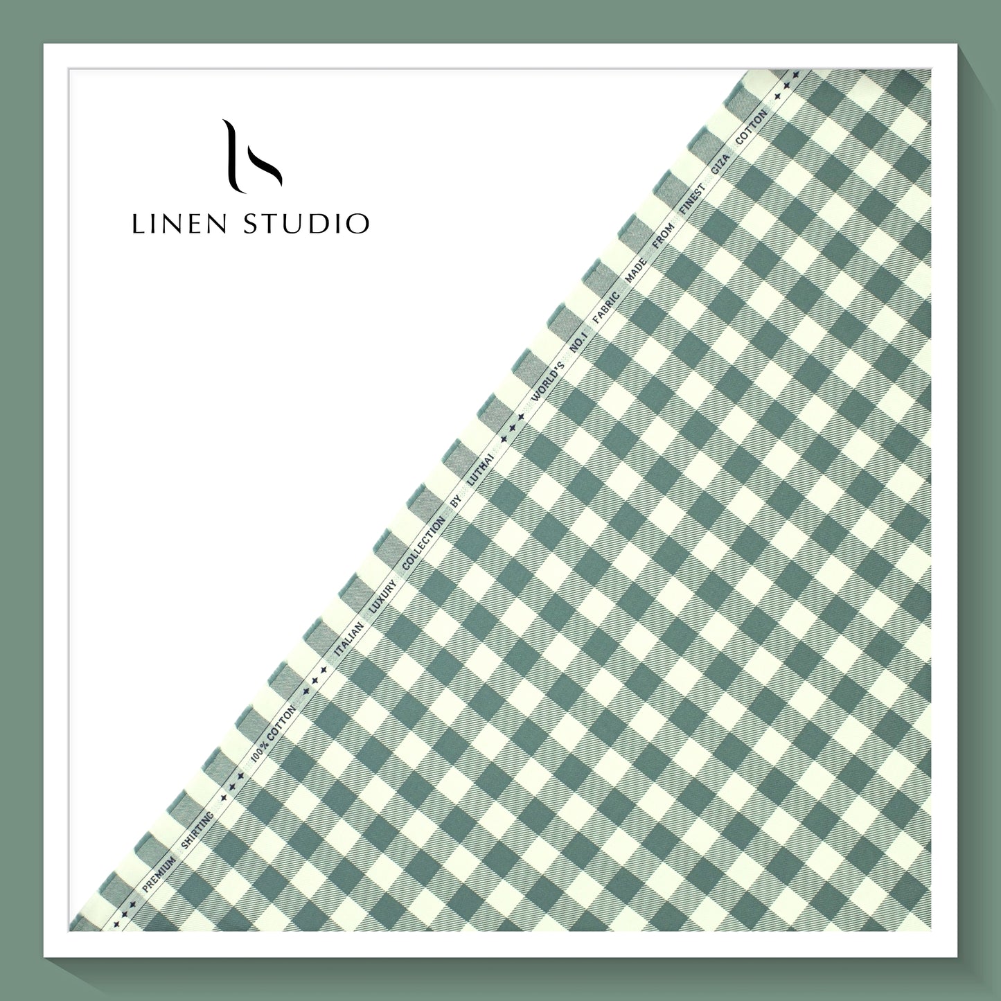 Luthai Giza Cotton Shirting - Fancy Checks Green (Zoom in)