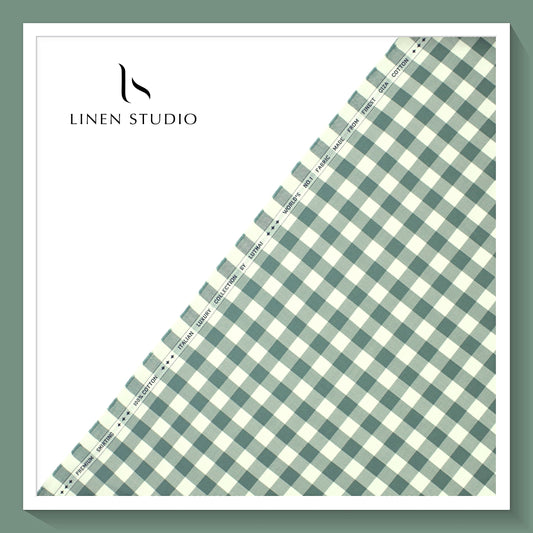 Luthai Giza Cotton Shirting - Fancy Checks Green (Zoom in)