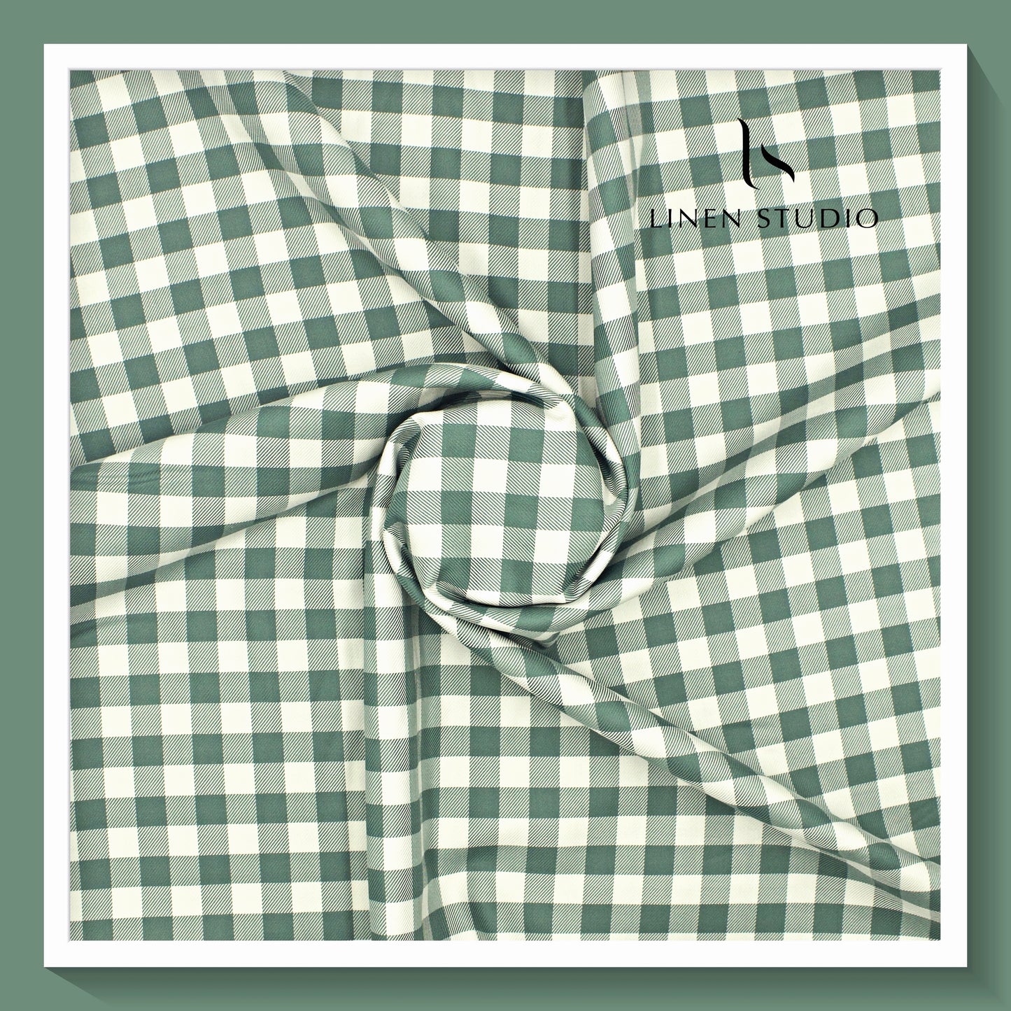 Luthai Giza Cotton Shirting - Fancy Checks Green (Zoom in)