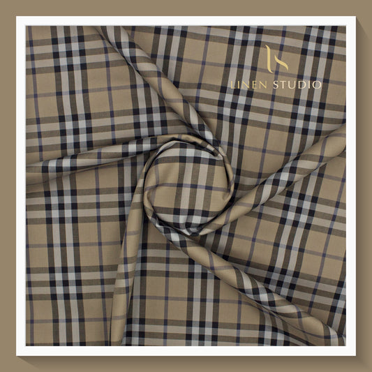 Burberry Checks Supima Cotton by Luthai - Tortilla Brown