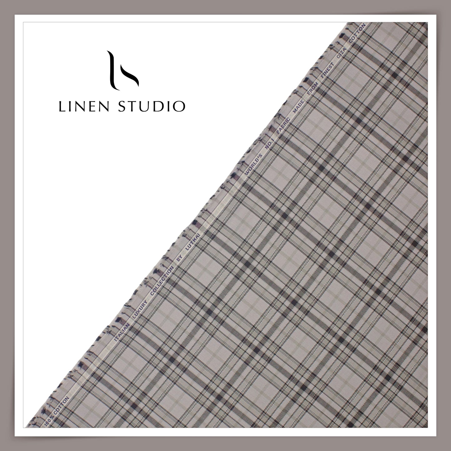 Luthai 100% Cotton Shirting - Grey Black Classic Checks (NEW)