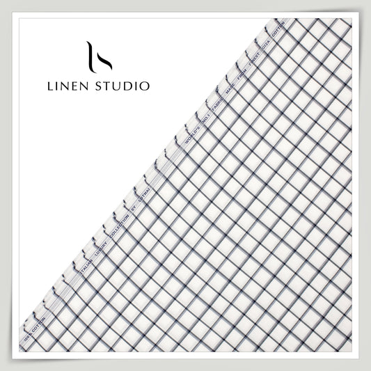 Luthai 100% Cotton Shirting - White Black Classic Checks (NEW)