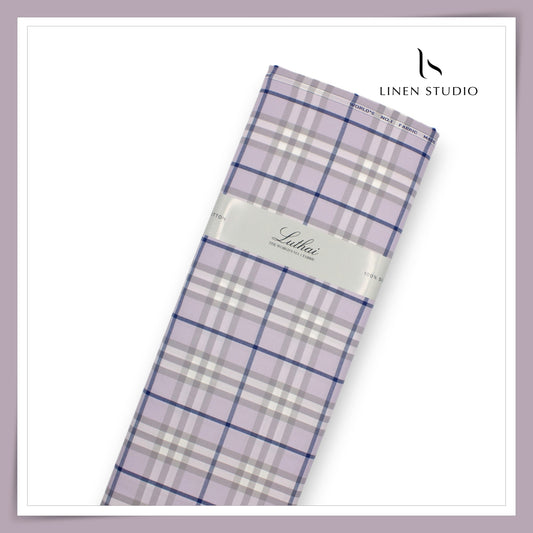 Luthai 100% Cotton Shirting - Purple Berry Checks (NEW)