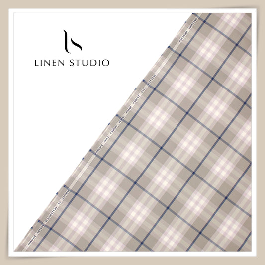 Luthai 100% Cotton Shirting - Grey Berry Checks (NEW)
