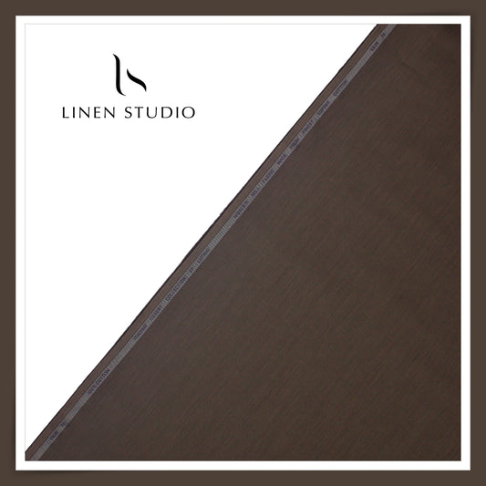 Luthai 100% Supima Cotton 70's Micro Striped Shirting - Walnut Brown (Zoom In) (NEW)