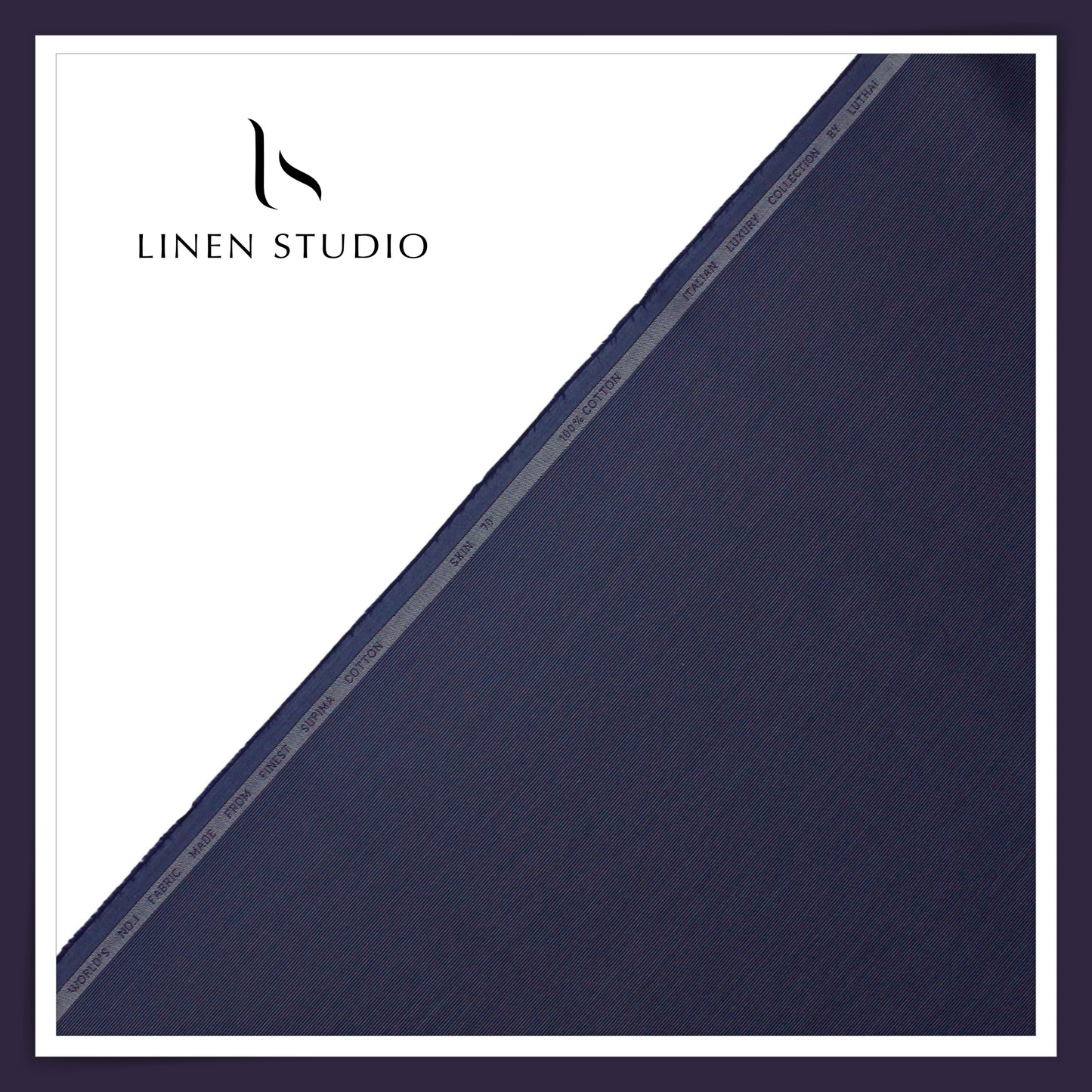 Luthai 100% Supima Cotton 70's Micro Striped Shirting - Gun Powder Blue (Zoom In) (NEW)