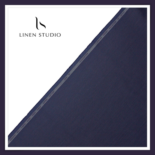 Luthai 100% Supima Cotton 70's Micro Striped Shirting - Gun Powder Blue (Zoom In) (NEW)