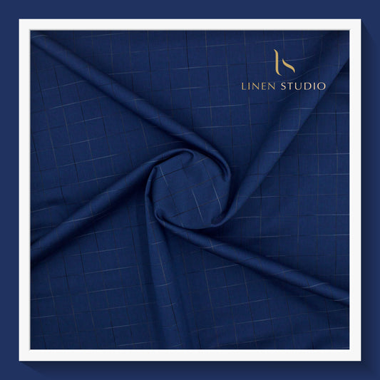 Luthai Supima Cotton Fancy Checks - Beautiful Blue - Linen Studio