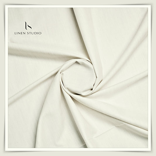 Luthai Supima Cotton Shirting - Khadi Cream/ Grey