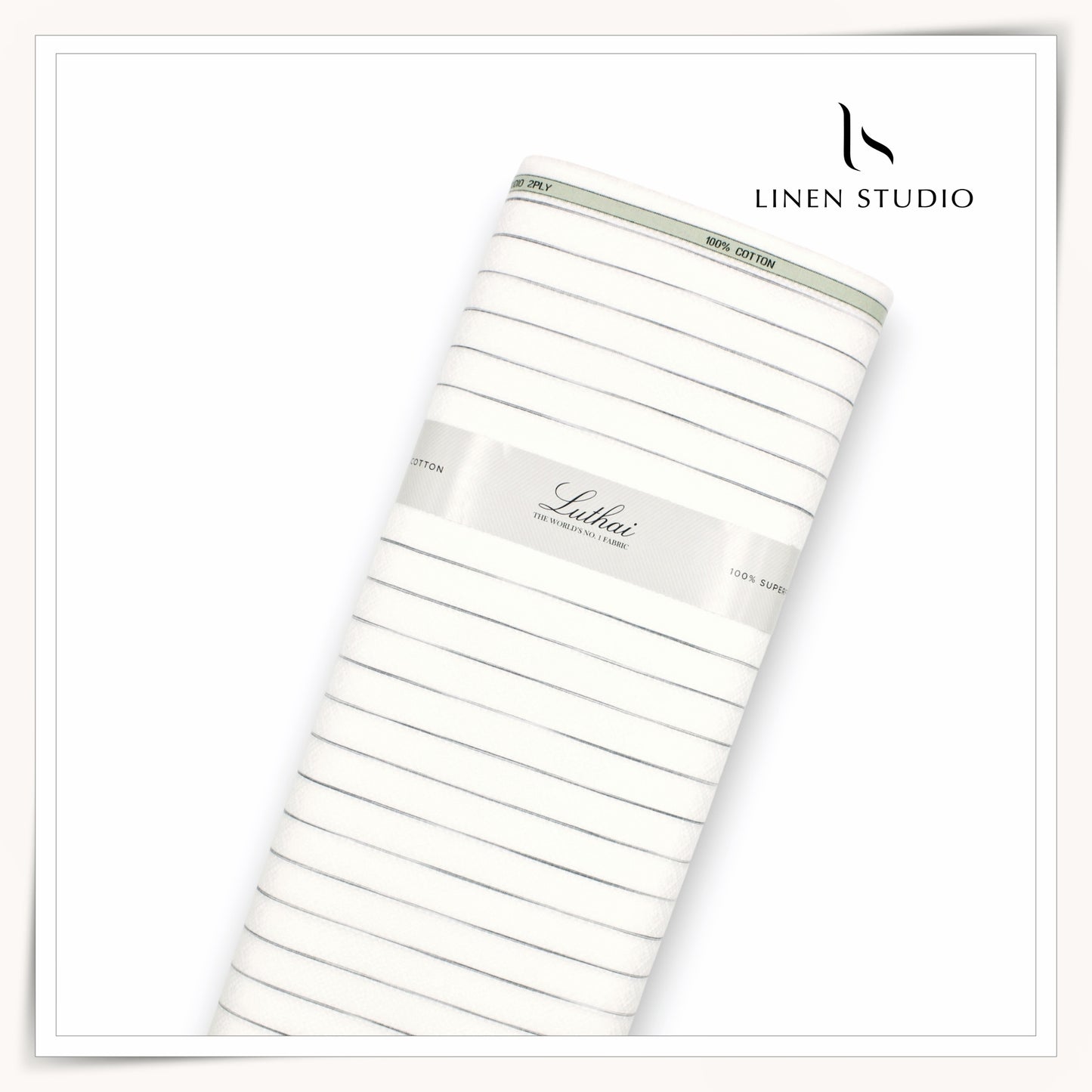 Luthai 100% Supima Cotton Jacquard Shirting -  White & Black Stripes (Zoom In) (NEW)