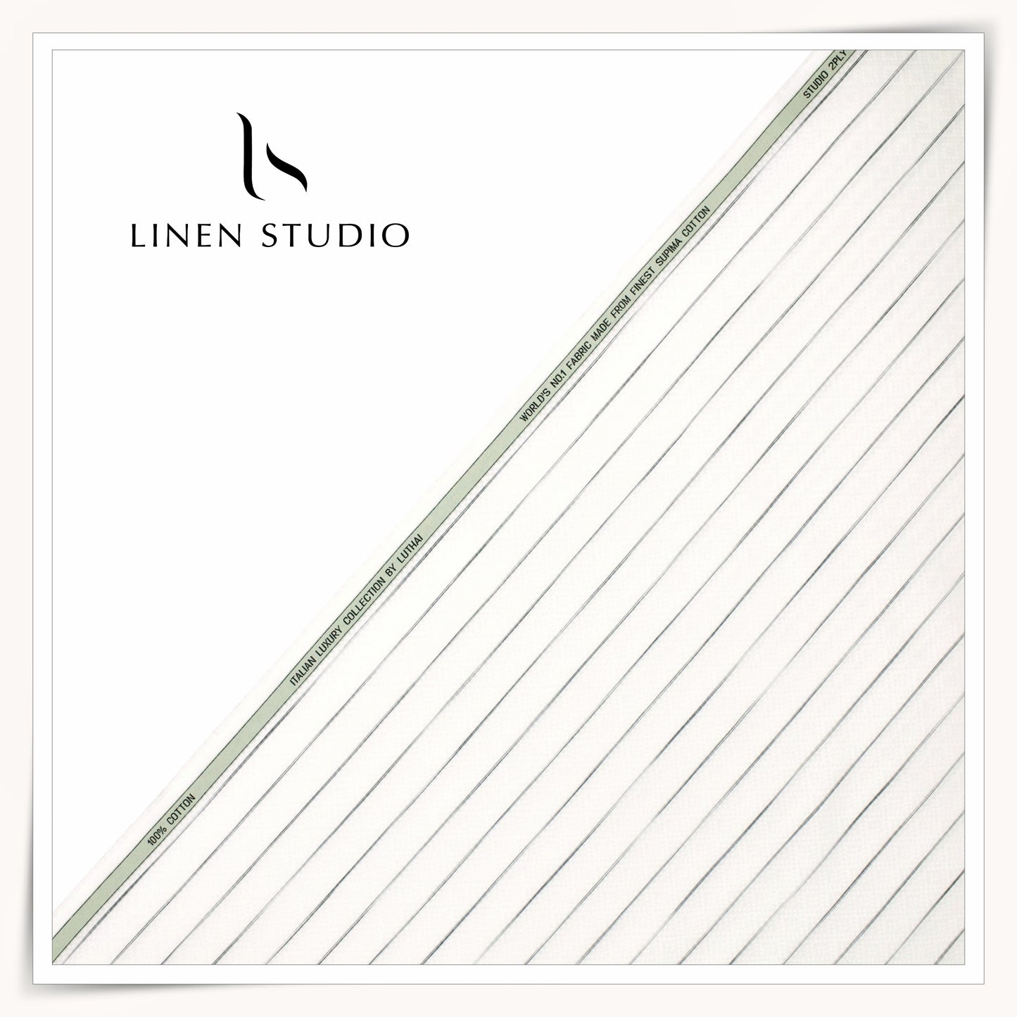 Luthai 100% Supima Cotton Jacquard Shirting -  White & Black Stripes (Zoom In) (NEW)