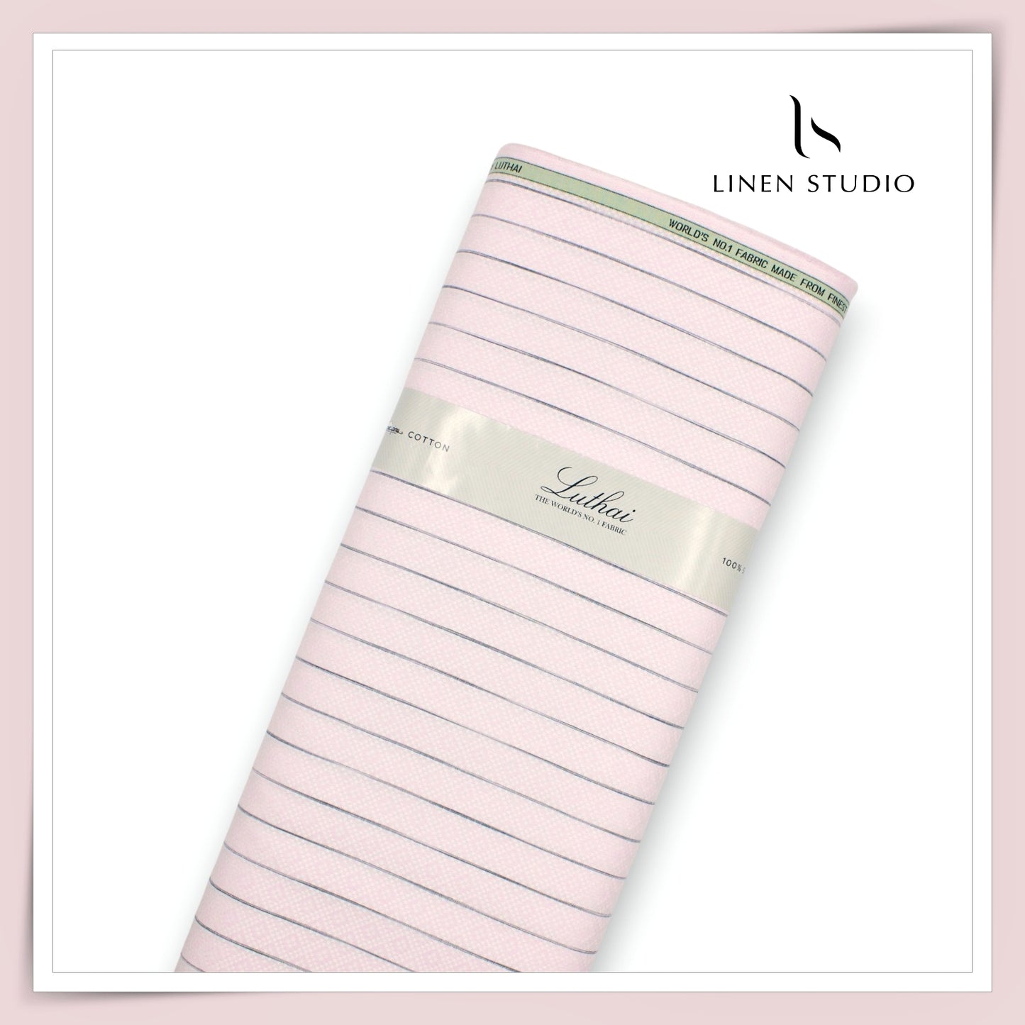 Luthai 100% Supima Cotton Jacquard Shirting -  Pink & Grey Stripes (Zoom In) (NEW)