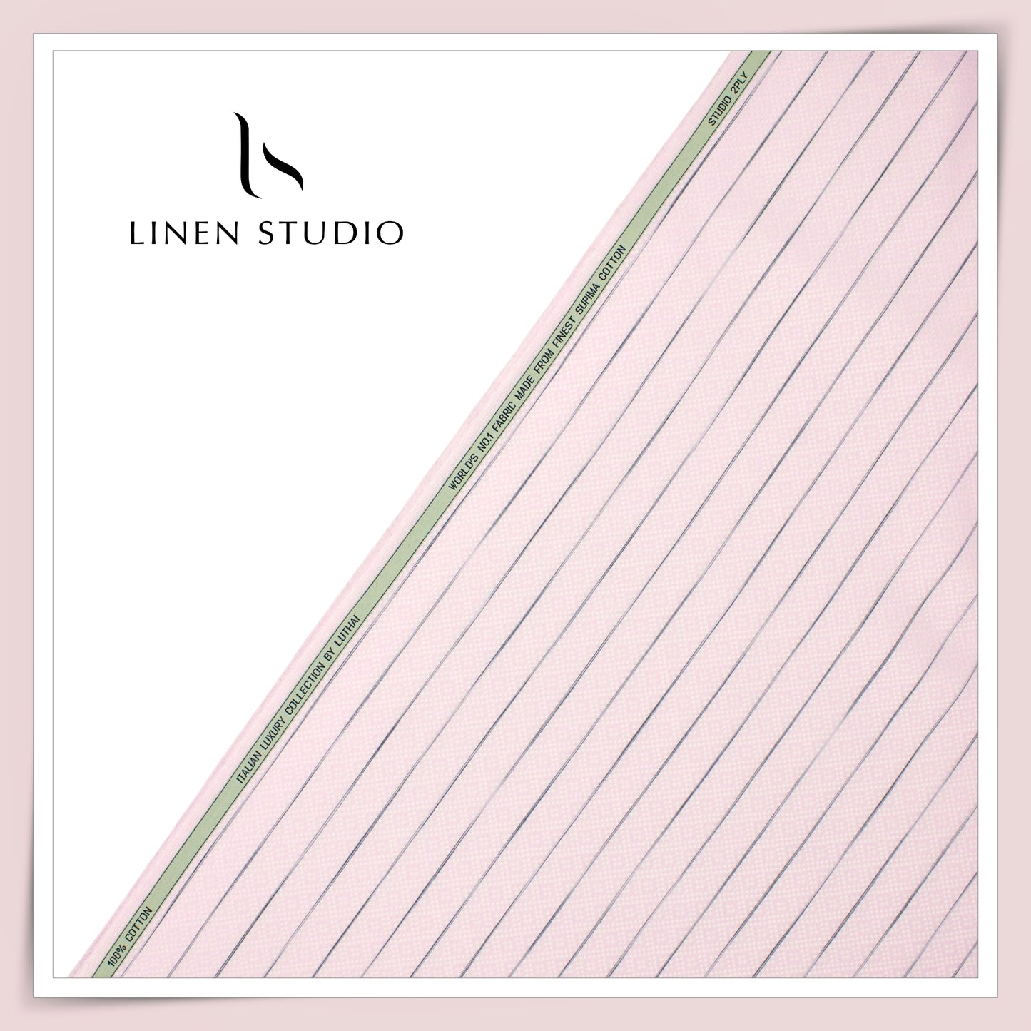 Luthai 100% Supima Cotton Jacquard Shirting -  Pink & Grey Stripes (Zoom In) (NEW)