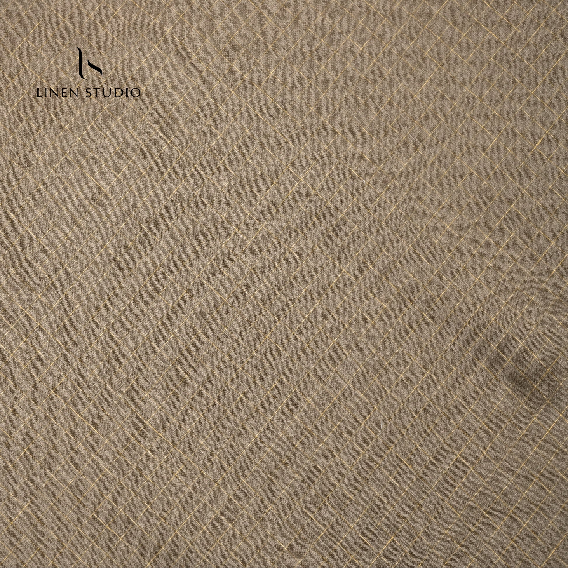 75 Lea Luxurious Irish Linen Shirting - Peanut Brown Checks - Linen Studio