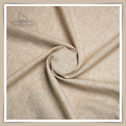 75 Lea Luxurious Irish Linen Shirting - Wood Brown Stripes - Linen Studio