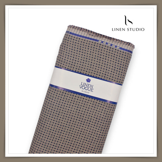 70 Lea Premium Jacquard Shirting by Linen Monde - Dark Blue Brown Special Checks (NEW)