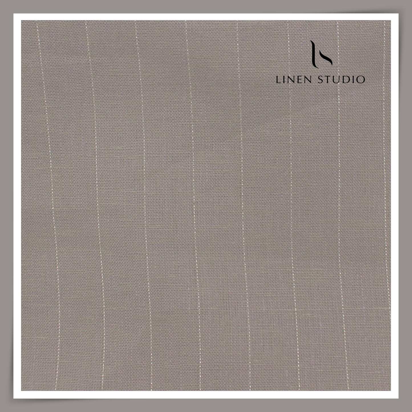 70 Lea Pure Linen Shirting by Linen Vogue - Grey with Mild Silver Zari Stripes (NEW) (Zoom In)