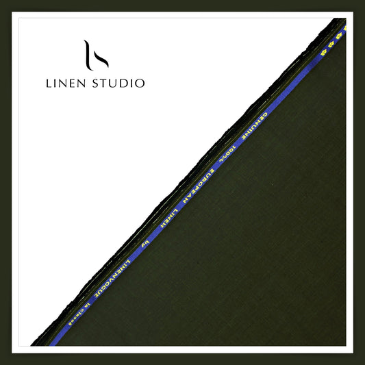 Linen Vogue Premium Linen Suiting - Dark Olive Green (Summer Collection)
