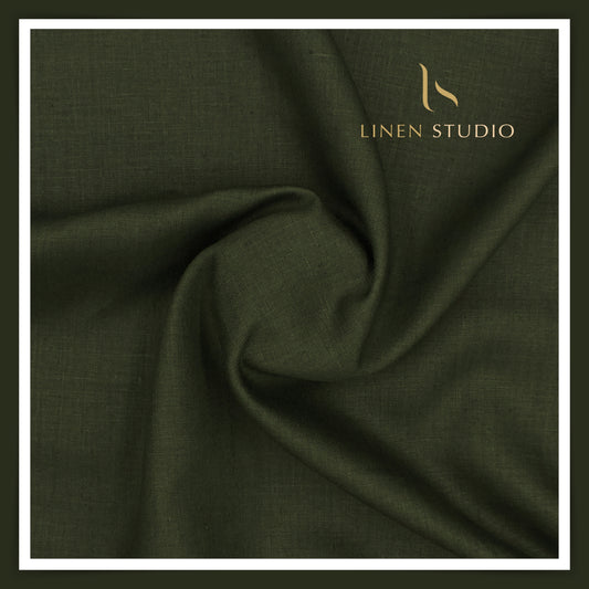 Linen Vogue Premium Linen Suiting - Dark Olive Green (Summer Collection)