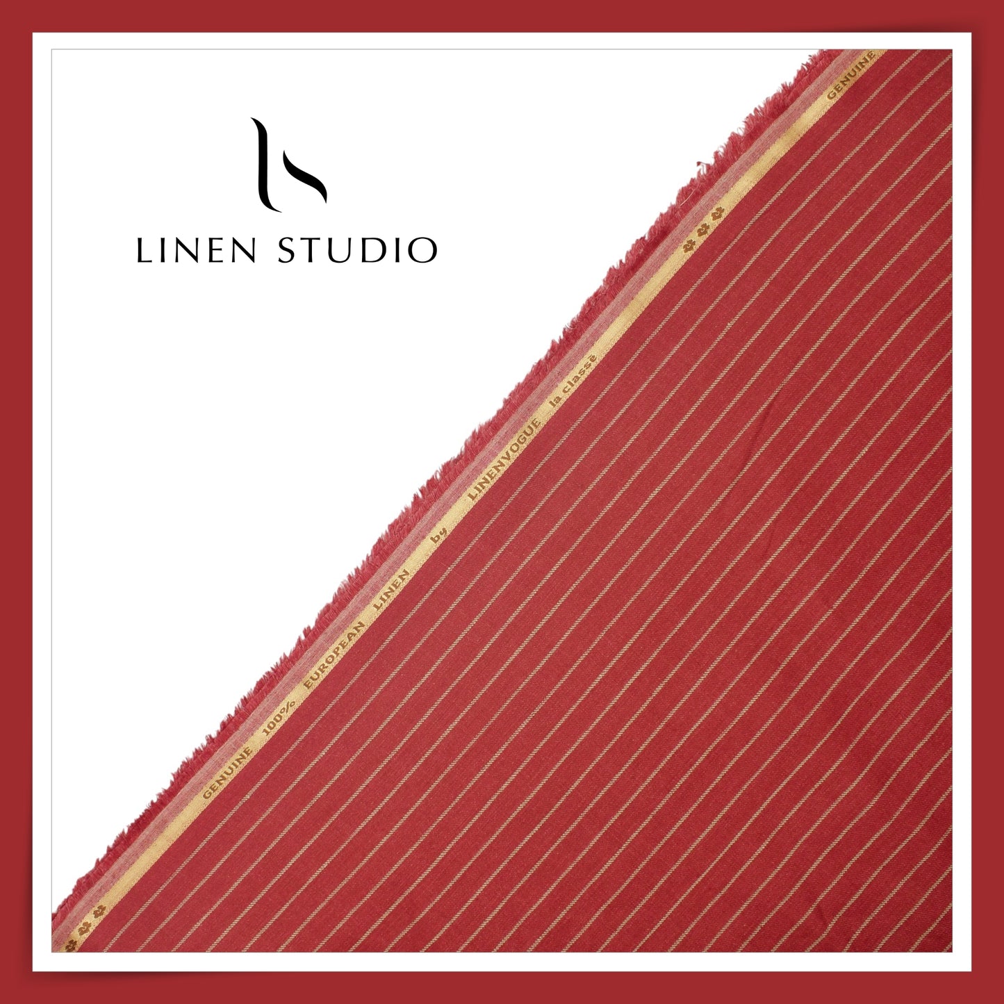 40 Lea Pure Linen Suiting by Linen Vogue - Vivid Red Stripes (NEW) (Limited Stock!)