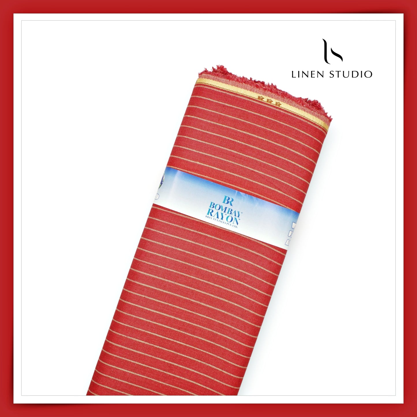 40 Lea Pure Linen Suiting by Linen Vogue - Vivid Red Stripes (NEW) (Limited Stock!)