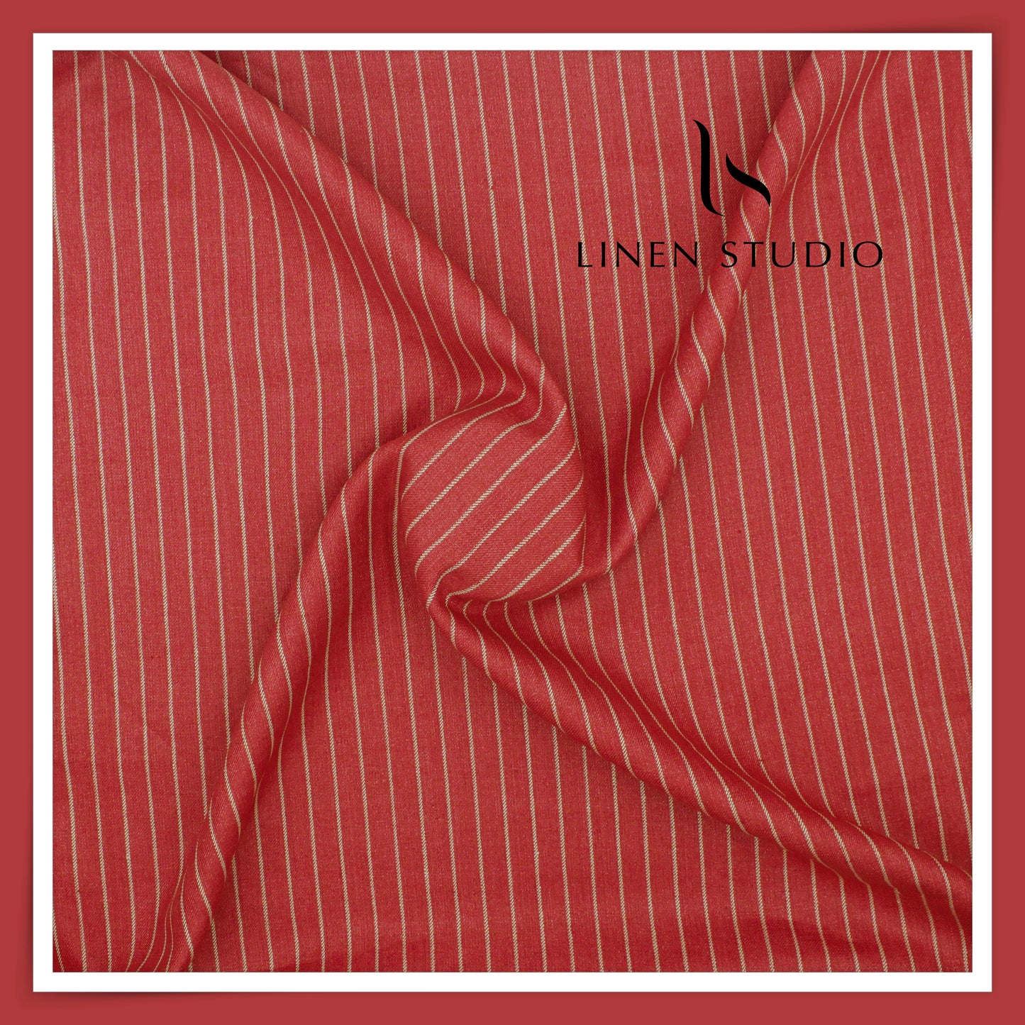 40 Lea Pure Linen Suiting by Linen Vogue - Vivid Red Stripes (NEW) (Limited Stock!)