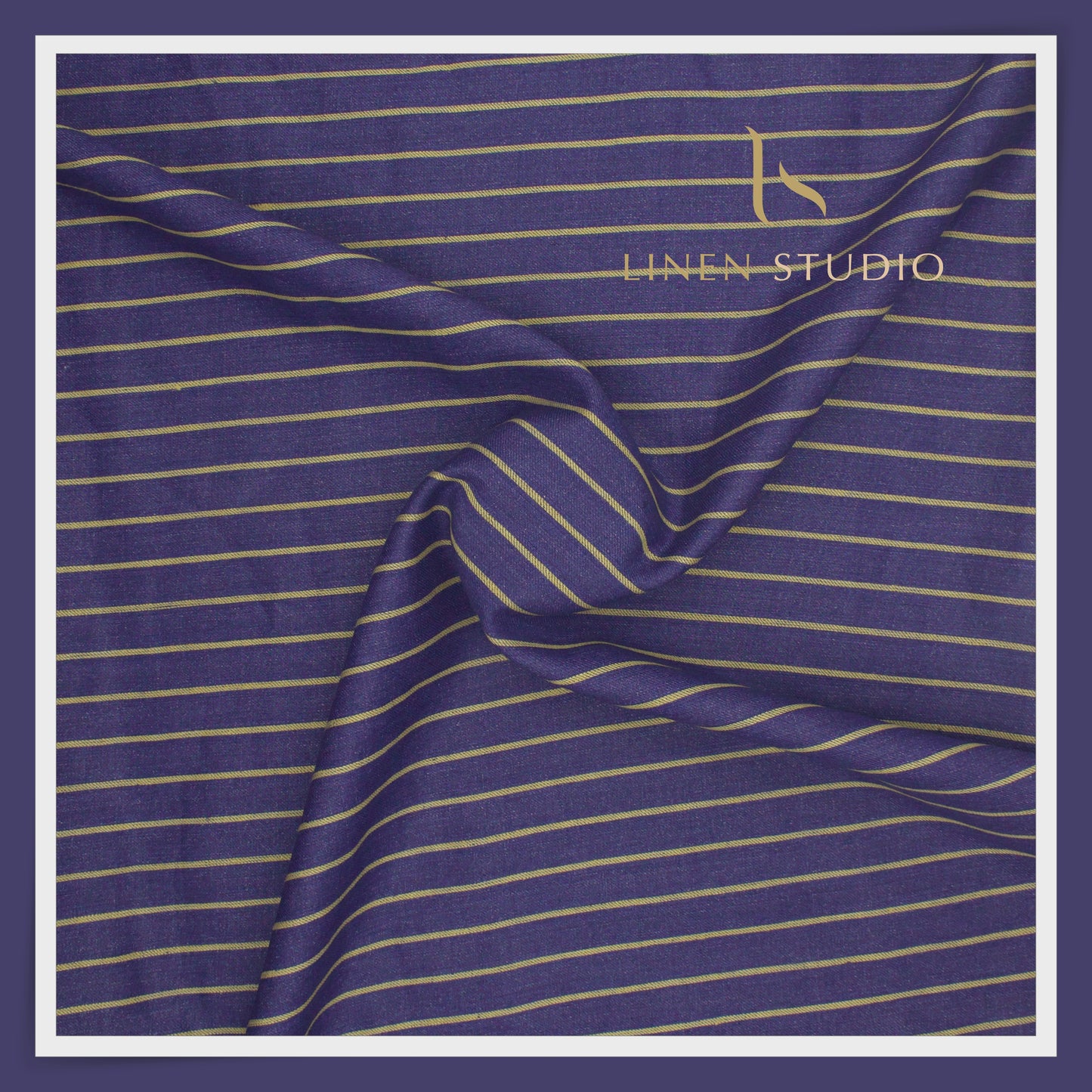40 Lea Pure Linen Suiting by Linen Vogue - Tuna Blue Stripes (NEW) (Limited Stock!)