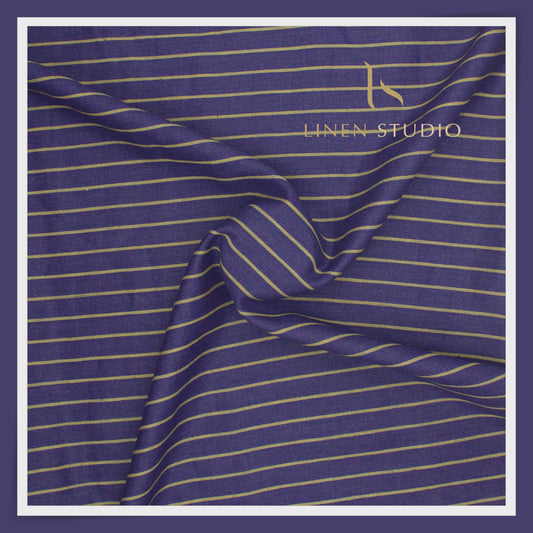 40 Lea Pure Linen Suiting by Linen Vogue - Tuna Blue Stripes (NEW) (Limited Stock!)