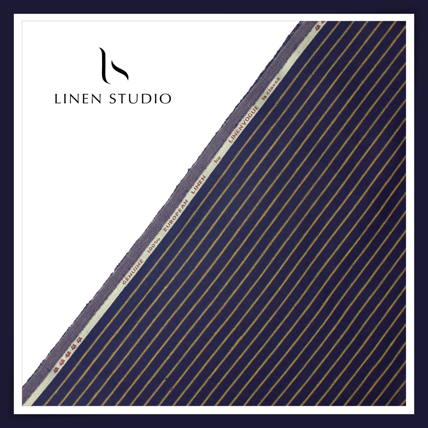 40 Lea Pure Linen Suiting by Linen Vogue - Blue Alluring Stripes (NEW) (Limited Stock!)